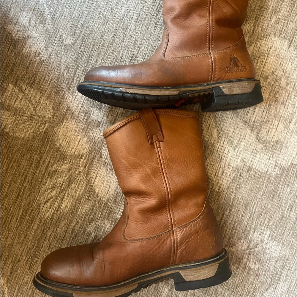 Rocky Men's Brown Leather Pull-On Work Boots